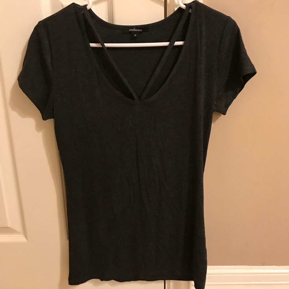Grey V Neck blouse